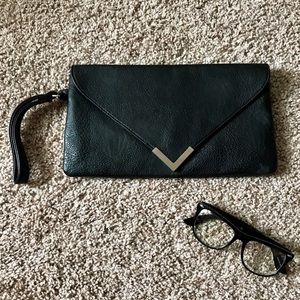 Black Envelope Clutch Wristlet Purse
